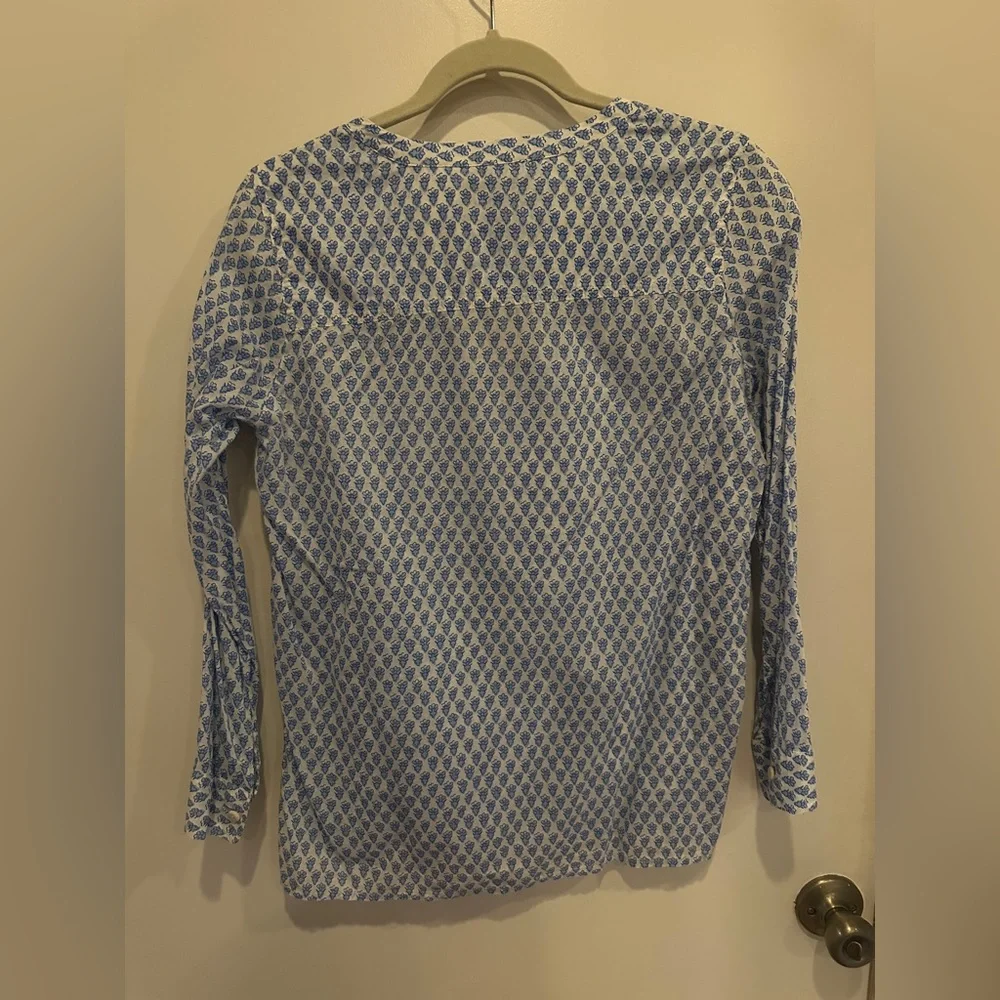 J.Crew Blue and White Women's Tunic Blouse - Picture 6 of 6